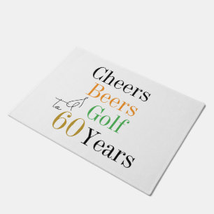 60th Birthday Golf Cheers Beers Minimal Doormat