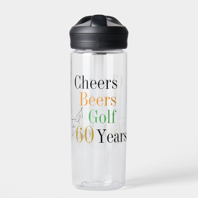 60th Birthday Golf Cheers Beers Minimal Water Bottle (Front)