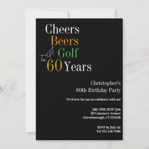 60th Birthday Golf Cheers Beers Party Invitation