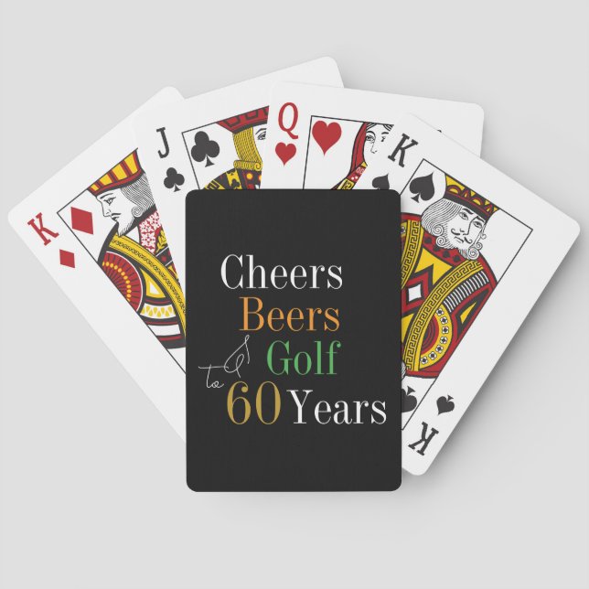 60th Birthday Golf Cheers Beers Playing Cards (Back)