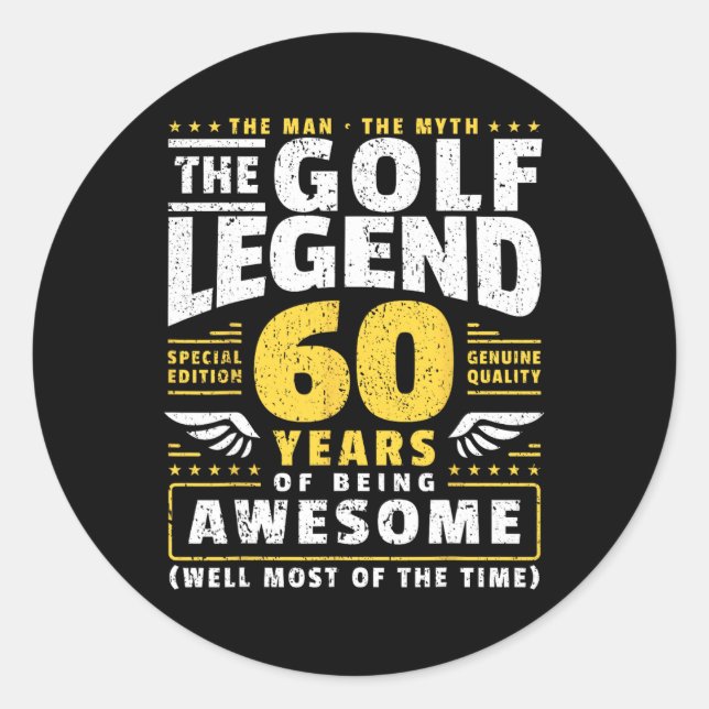 60th Birthday Golf Player 60 Years Old Golfer  Classic Round Sticker (Front)