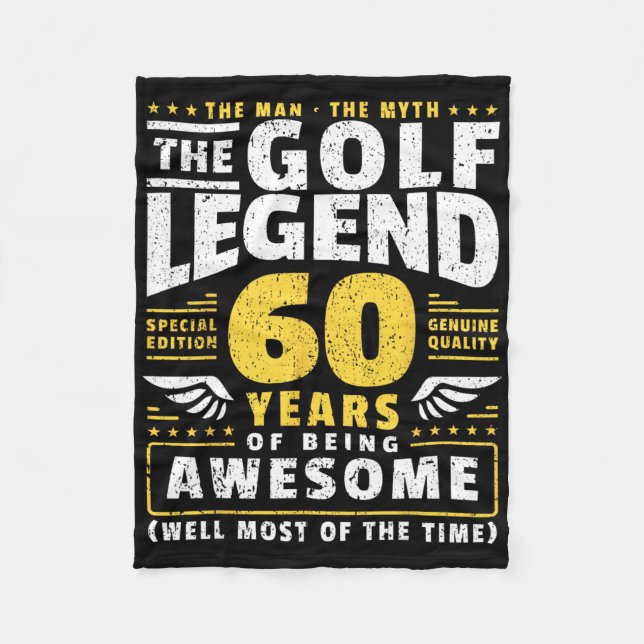 60th Birthday Golf Player 60 Years Old Golfer  Fleece Blanket (Front)