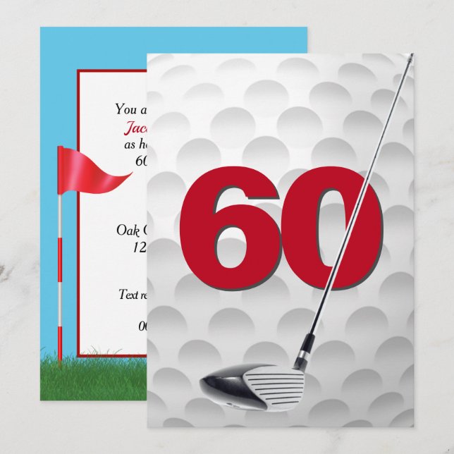 60th Birthday Golf Theme Party Invitation (Front/Back)