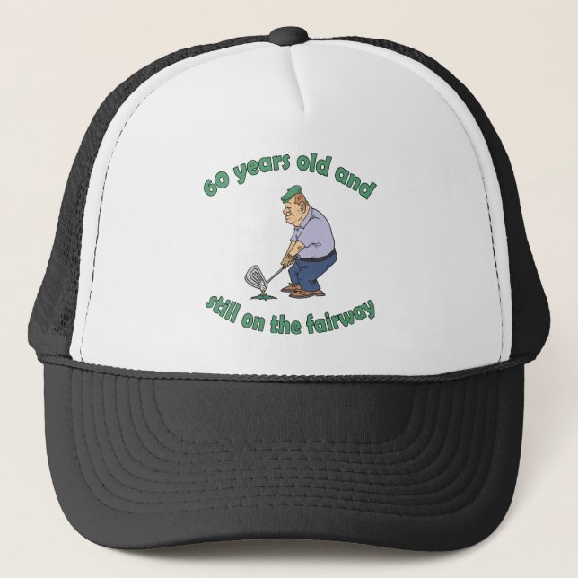 60th Birthday Golfer Gag Gift Trucker Hat (Front)