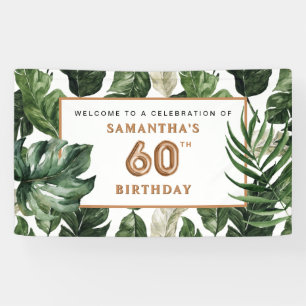60th Birthday Green & Copper Tropical Welcome Banner