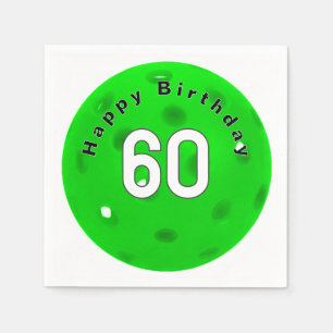 60th Birthday Green Pickleball Napkin
