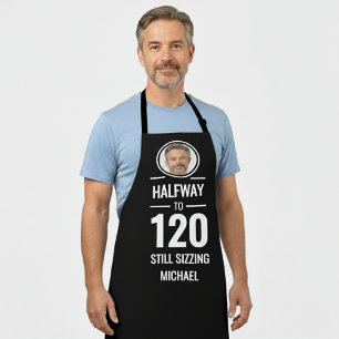 60th birthday half way to 120 funny foodie gift apron