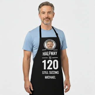 60th birthday half way to 120 funny foodie gift apron