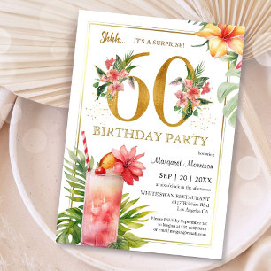 60th Birthday Hawaiian Tropical Cocktail Party Invitation