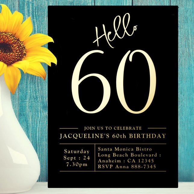 60th Birthday Hello 60 Black Gold (Creator Uploaded)