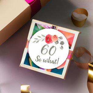 60th Birthday Inspirational Watercolor Floral Classic Round Sticker