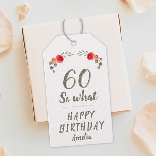 60th Birthday Inspirational Watercolor Rose Floral Gift Tags