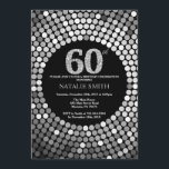 60th Birthday Invitation Black and Silver Glitter<br><div class="desc">60th Birthday Invitation. Black and Silver Glitter. Silver Diamond. Adult Birthday Party. For Men or Women. For further customisation,  please click the "Customise it" button and use our design tool to modify this template.</div>