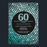 60th Birthday Invitation Black and Teal Glitter<br><div class="desc">60th Birthday Invitation. Black and Teal Glitter. Teal Diamond. Adult Birthday Party. For Men or Women. For further customisation,  please click the "Customise it" button and use our design tool to modify this template.</div>