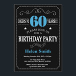 60th Birthday Invitation Blue and Black Chalkboard<br><div class="desc">60th Birthday Invitation Blue and Black Typography. Chalkboard. Black and White Background. Adult Birthday. Male Men or Women Birthday. Kids Boy or Girl Lady Teen Teenage Bday Invite. 13th 15th 16th 18th 20th 21st 30th 40th 50th 60th 70th 80th 90th 100th. Any Age. For further customisation, please click the "Customise...</div>
