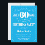 60th Birthday Invitation Blue and White<br><div class="desc">60th Birthday Invitation Blue and White Typography. Blue and White Background. Adult Birthday. Male Men or Women Birthday. Kids Boy or Girl Lady Teen Teenage Bday Invite. 13th 15th 16th 18th 20th 21st 30th 40th 50th 60th 70th 80th 90th 100th. Any Age. For further customisation, please click the "Customise it"...</div>