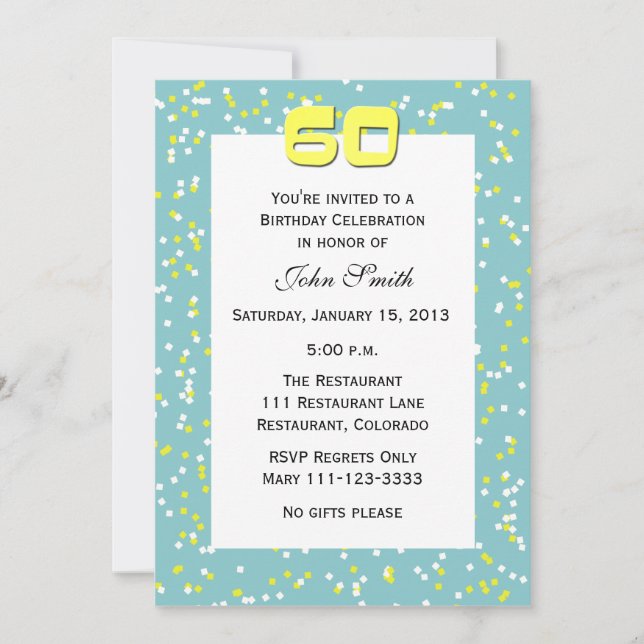 60th Birthday Invitation Confetti (Front)