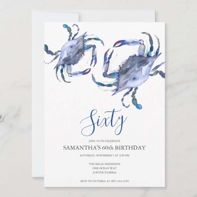 60th Birthday Invitation Crab Boil (Front)