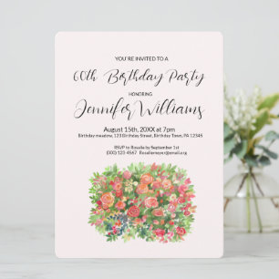 60th  Birthday invitation full of Red roses