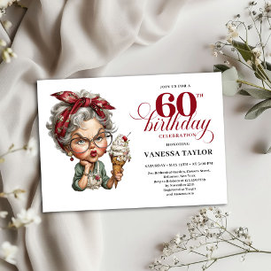 60th Birthday Invitation Funny Lady Party Template