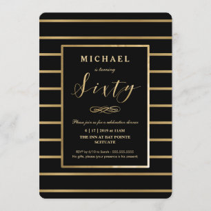 60th Birthday Invitation - Gold, Elegant Masculine