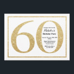 60th Birthday Invitation Gold Glitter<br><div class="desc">60th Birthday Invitation. Gold Glitter Birthday Party Invite with White Background. Surprise Birthday. Adult Birthday. Men or Women Bday Bash Party. For further customisation,  please click the "Customise it" button and use our design tool to modify this template.</div>