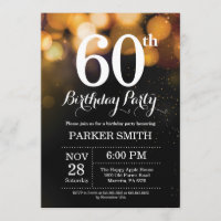 60th Birthday Invitation Gold Glitter