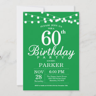 60th Birthday Invitation Green