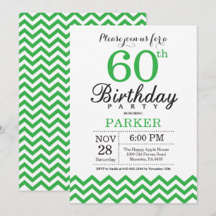 60th Birthday Invitation Green Chevron