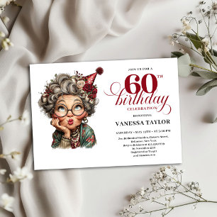 60th Birthday Invitation Humor Old Lady Design