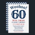 60th Birthday Invitation Mens Navy Blue<br><div class="desc">A funny and striking 60th birthday invitation for a husband,  friend,  father or grandad.</div>