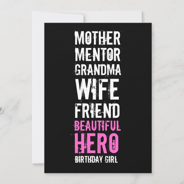 60th Birthday Invitation - Mum Beautiful Hero (Front)
