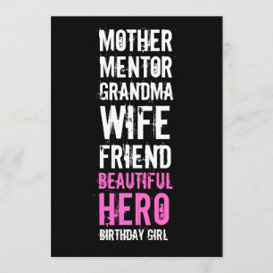 60th Birthday Invitation - Mum Beautiful Hero