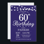60th Birthday Invitation Navy Blue<br><div class="desc">60th Birthday Invitation with String Lights. Navy Blue Background. 13th 15th 16th 18th 20th 21st 30th 40th 50th 60th 70th 80th 90th 100th,  Any age. For further customisation,  please click the "Customise it" button and use our design tool to modify this template.</div>