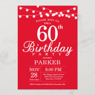 60th Birthday Invitation Red