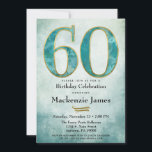 60th Birthday Invitation Turquoise Blue Gold Adult<br><div class="desc">An elegant 60th birthday party invitation in turquoise blue and gold,  featuring a large 60 with painterly abstract blue aqua with gold trim over an abstract ombre blue background. Suitable for men's or women's birthday parties.</div>