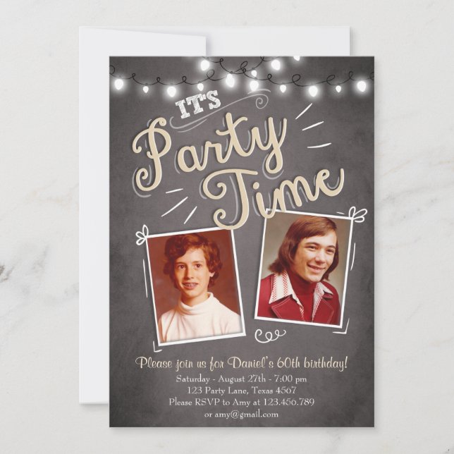 60th Birthday Invitation Vintage Sixty Birthday (Front)