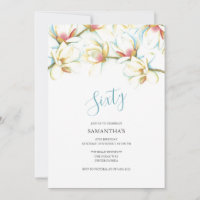 60th Birthday Invitation White Magnolias