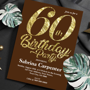 60th Birthday Invitation with Gold Effect