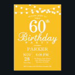 60th Birthday Invitation Yellow<br><div class="desc">60th Birthday Invitation with String Lights. Yellow Background. Men or Women Birthday. 13th 15th 16th 18th 20th 21st 30th 40th 50th 60th 70th 80th 90th 100th,  Any age. For further customisation,  please click the "Customise it" button and use our design tool to modify this template.</div>