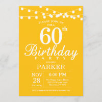 60th Birthday Invitation Yellow