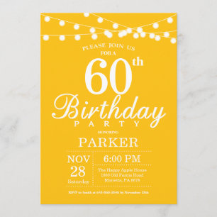 60th Birthday Invitation Yellow