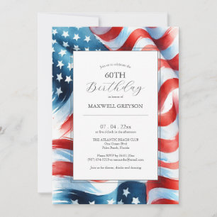 60th Birthday Invitations American Flag