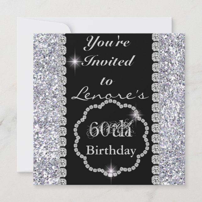 60th  Birthday INVITATIONS BLING (Front)