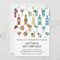60th birthday invitations Cocktail Contemporary