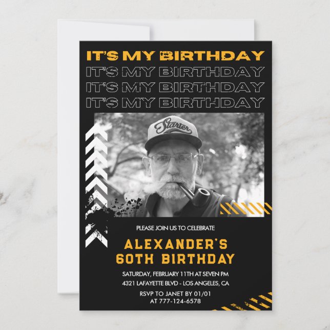 60th birthday invitations Men Photo Spray paint (Front)