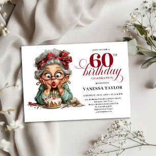 60th Birthday Invite Funny Old Woman Humor Card