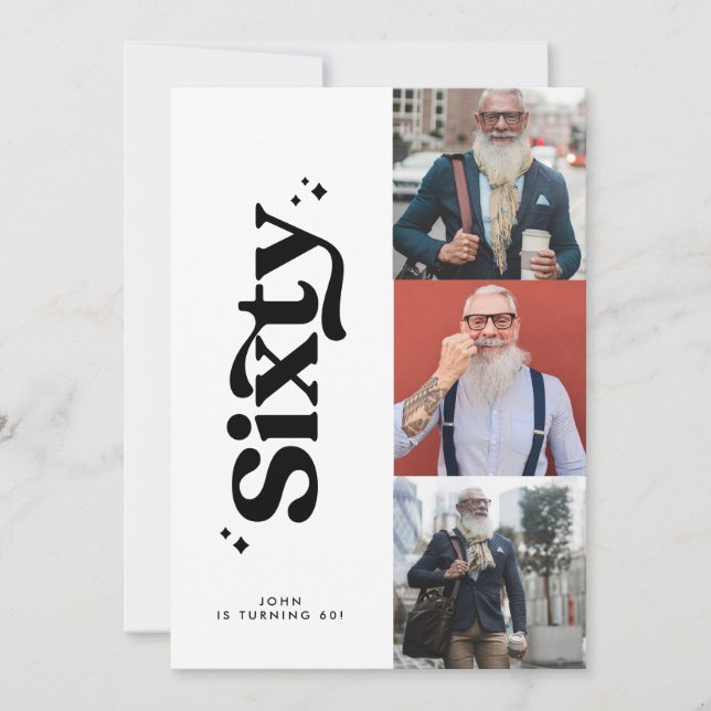 60th Birthday invite modern minimal simple photo (Front)