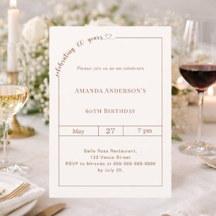 60th birthday ivory simple modern invitation