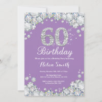 60th Birthday Lavender and Silver Diamond